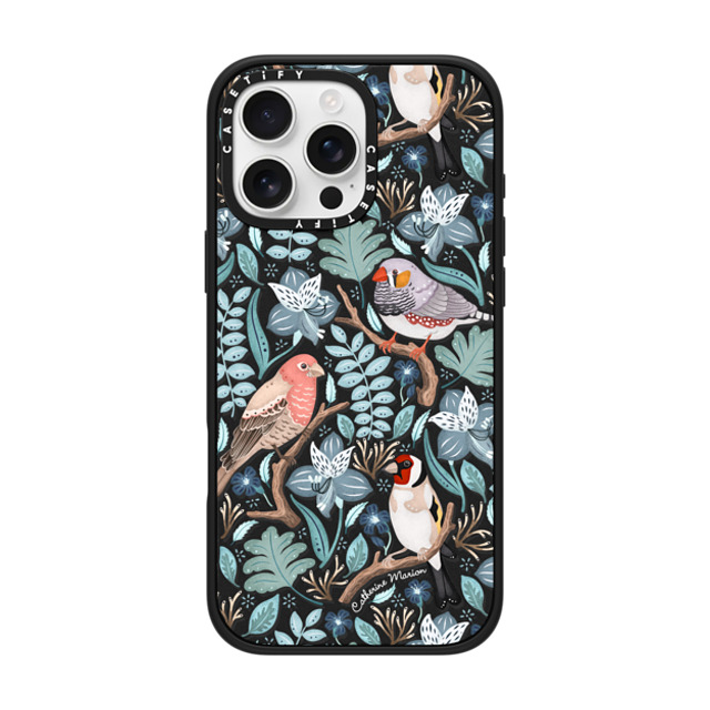 Folklore and Flora x CASETiFY iPhone 16 Pro Max ケース マットブラック インパクトケース MagSafe対応 Finches by Catherine Marion