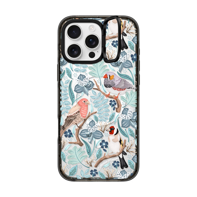 Folklore and Flora x CASETiFY iPhone 16 Pro Max ケース ブラック インパクトリングスタンドケース MagSafe対応 Finches by Catherine Marion