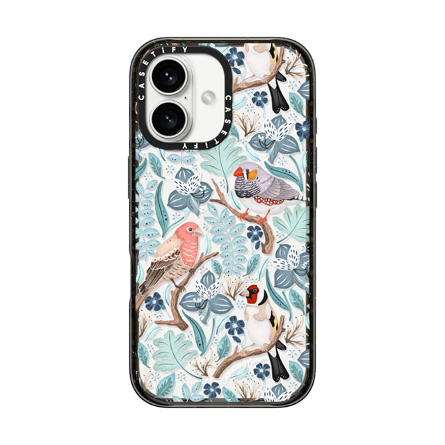 Folklore and Flora x CASETiFY iPhone 16 ケース ブラック インパクトケース Finches by Catherine Marion