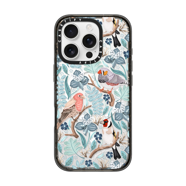 Folklore and Flora x CASETiFY iPhone 16 Pro ケース ブラック インパクトケース MagSafe対応 Finches by Catherine Marion