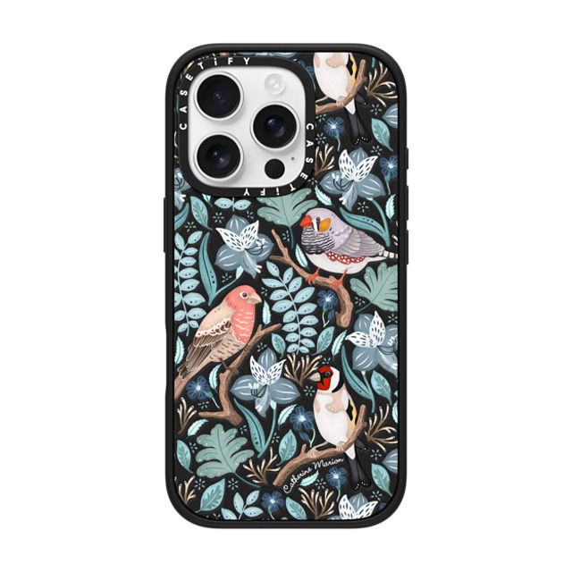 Folklore and Flora x CASETiFY iPhone 16 Pro ケース マットブラック インパクトケース MagSafe対応 Finches by Catherine Marion