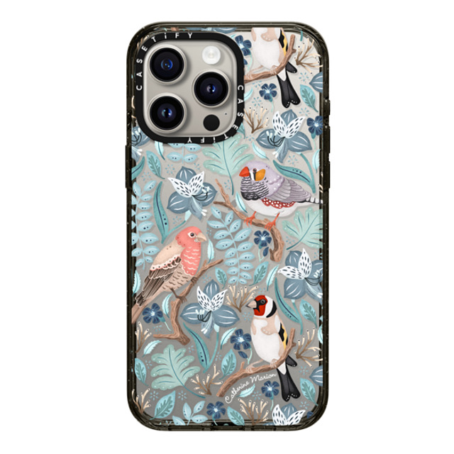 Folklore and Flora x CASETiFY iPhone 15 Pro Max ケース ブラック インパクトケース Finches by Catherine Marion