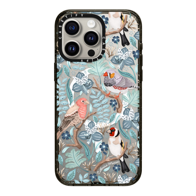 Folklore and Flora x CASETiFY iPhone 15 Pro Max ケース ブラック インパクトケース MagSafe対応 Finches by Catherine Marion