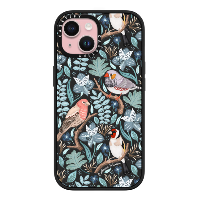 Folklore and Flora x CASETiFY iPhone 15 ケース マットブラック インパクトケース MagSafe対応 Finches by Catherine Marion