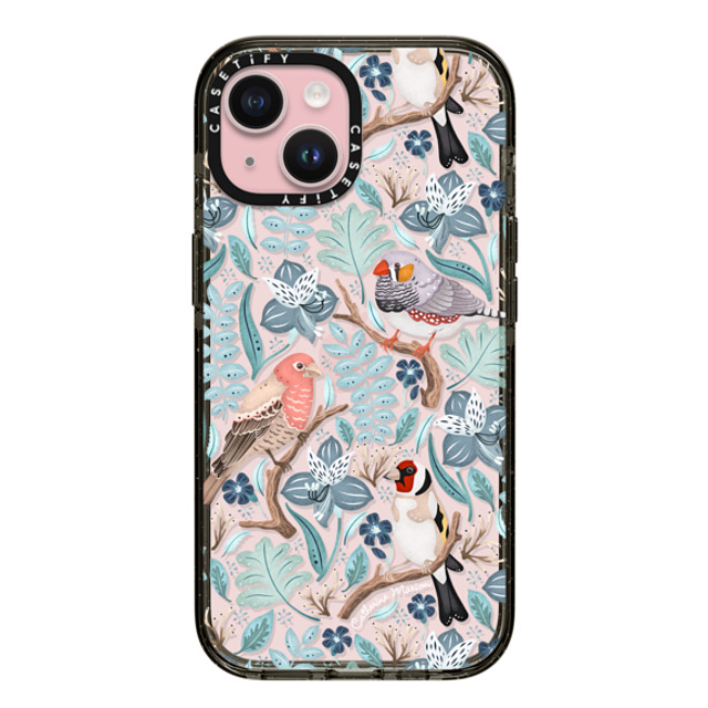 Folklore and Flora x CASETiFY iPhone 15 ケース ブラック インパクトケース Finches by Catherine Marion