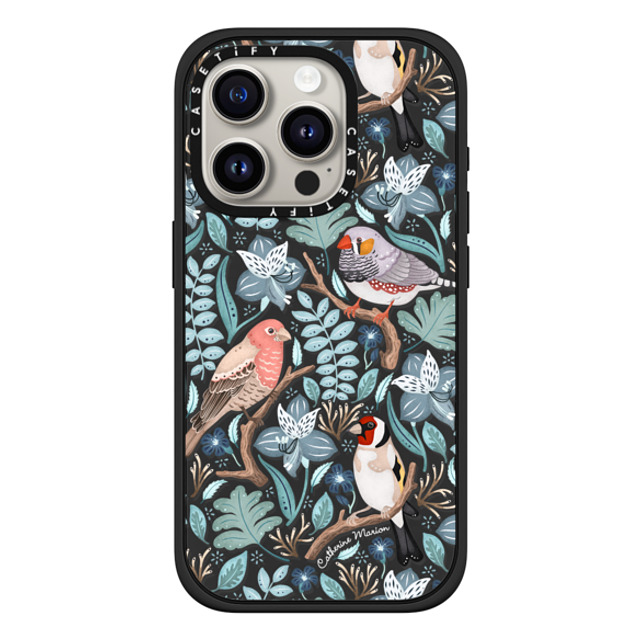 Folklore and Flora x CASETiFY iPhone 15 Pro ケース マットブラック インパクトケース MagSafe対応 Finches by Catherine Marion