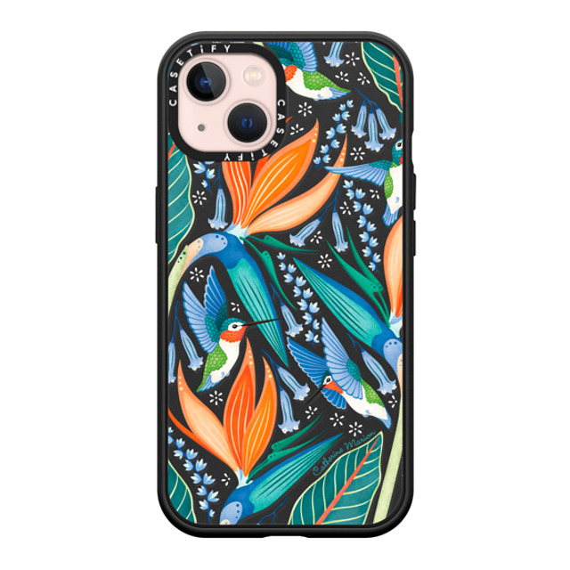 Folklore and Flora x CASETiFY iPhone 13 ケース マットブラック インパクトケース MagSafe対応 Hummingbirds by Catherine Marion