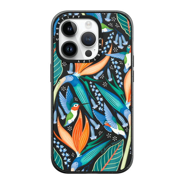 Folklore and Flora x CASETiFY iPhone 14 Pro ケース マットブラック インパクトケース MagSafe対応 Hummingbirds by Catherine Marion