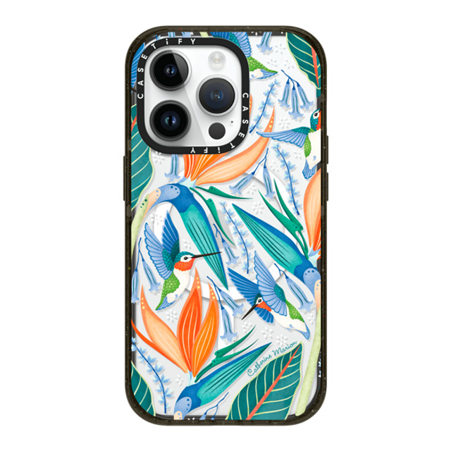 Folklore and Flora x CASETiFY iPhone 14 Pro ケース ブラック インパクトケース MagSafe対応 Hummingbirds by Catherine Marion