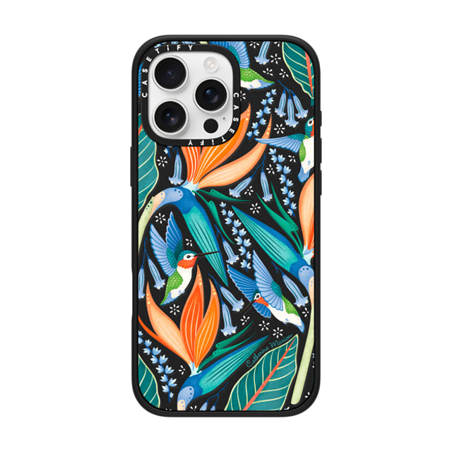 Folklore and Flora x CASETiFY iPhone 16 Pro Max ケース マットブラック インパクトケース MagSafe対応 Hummingbirds by Catherine Marion