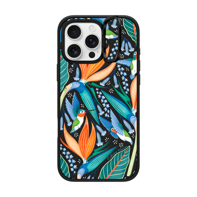 Folklore and Flora x CASETiFY iPhone 16 Pro Max ケース マットブラック インパクトリングスタンドケース MagSafe対応 Hummingbirds by Catherine Marion