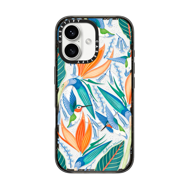 Folklore and Flora x CASETiFY iPhone 16 ケース ブラック インパクトケース MagSafe対応 Hummingbirds by Catherine Marion