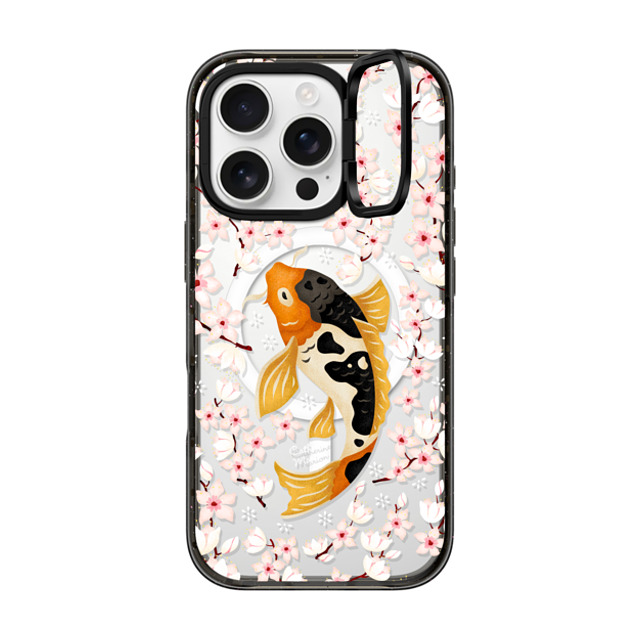Folklore and Flora x CASETiFY iPhone 16 Pro Case Floral,Animal Black インパクトリングスタンドケース MagSafe対応 Japanese Koi by Catherine Marion Mother's Day Folklore and Flora x CASETiFY iPhone 16 Pro Case Floral,Animal Black インパクトリングスタンドケース MagSafe対応 Japanese Koi by Catherine Marion Mother's Day