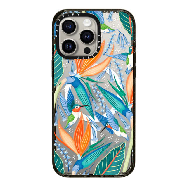 Folklore and Flora x CASETiFY iPhone 15 Pro Max ケース ブラック インパクトケース MagSafe対応 Hummingbirds by Catherine Marion