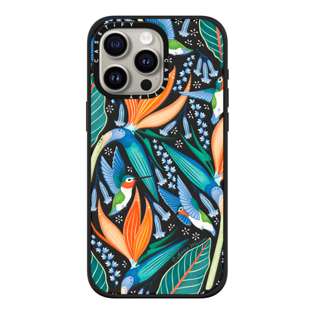 Folklore and Flora x CASETiFY iPhone 15 Pro Max ケース マットブラック インパクトケース MagSafe対応 Hummingbirds by Catherine Marion