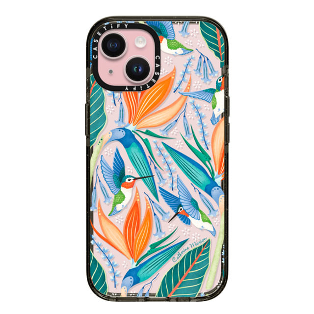 Folklore and Flora x CASETiFY iPhone 15 ケース ブラック インパクトケース Hummingbirds by Catherine Marion