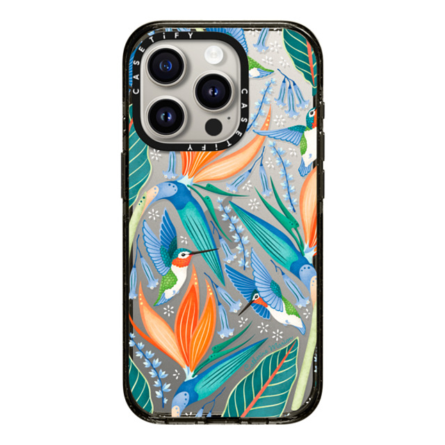 Folklore and Flora x CASETiFY iPhone 15 Pro ケース ブラック インパクトケース Hummingbirds by Catherine Marion