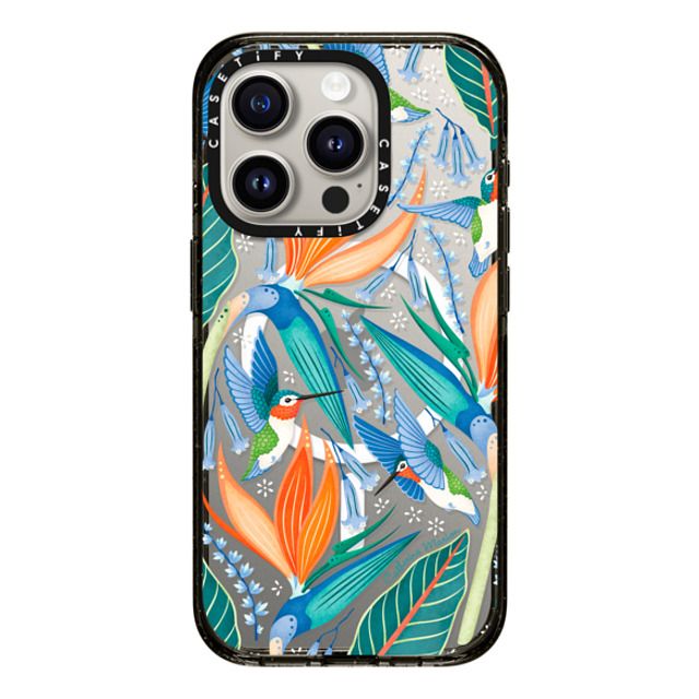 Folklore and Flora x CASETiFY iPhone 15 Pro ケース ブラック インパクトケース MagSafe対応 Hummingbirds by Catherine Marion