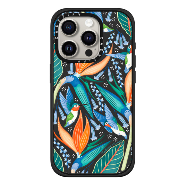 Folklore and Flora x CASETiFY iPhone 15 Pro ケース マットブラック インパクトケース MagSafe対応 Hummingbirds by Catherine Marion