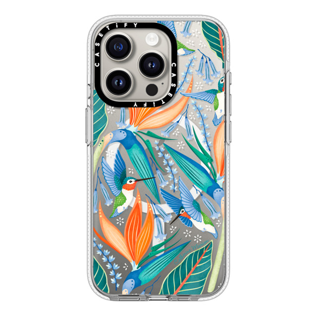 Folklore and Flora x CASETiFY iPhone 15 Pro ケース クリア クリア ケース MagSafe対応 Hummingbirds by Catherine Marion