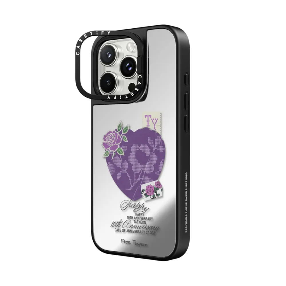 Mirror Ring Stand iPhone 16 Pro Case MagSafe Compatible - TAEYEON Purple Rose Case