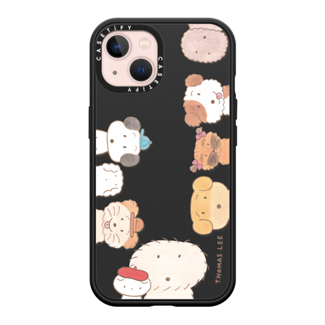 Thomas Lee x CASETiFY iPhone 13 ケース マットブラック インパクトケース MagSafe対応 WAKE UP! PUPPIES