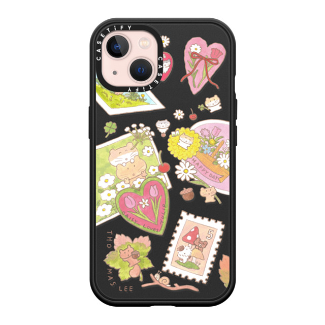 Thomas Lee x CASETiFY iPhone 13 ケース マットブラック インパクトケース MagSafe対応 DAISY LOVES TULIP