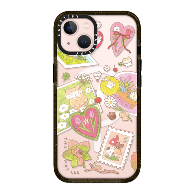 Thomas Lee x CASETiFY iPhone 13 ケース ブラック インパクトケース MagSafe対応 DAISY LOVES TULIP