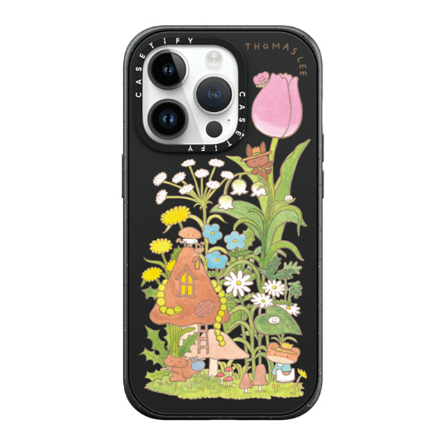 Thomas Lee x CASETiFY iPhone 14 Pro ケース マットブラック インパクトケース MagSafe対応 WELCOME MY MUSHROOM