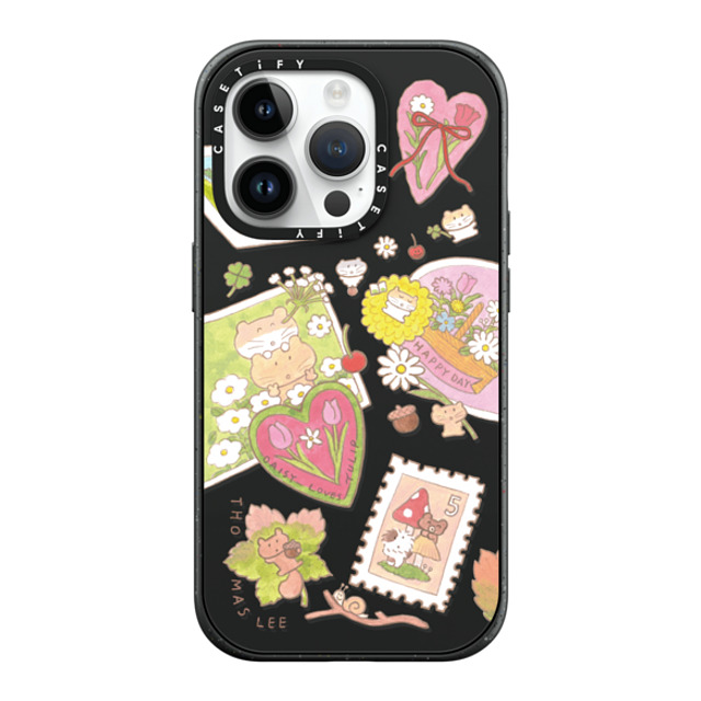 Thomas Lee x CASETiFY iPhone 14 Pro ケース マットブラック インパクトケース MagSafe対応 DAISY LOVES TULIP