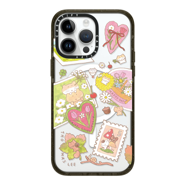 Thomas Lee x CASETiFY iPhone 14 Pro Max ケース ブラック インパクトケース MagSafe対応 DAISY LOVES TULIP