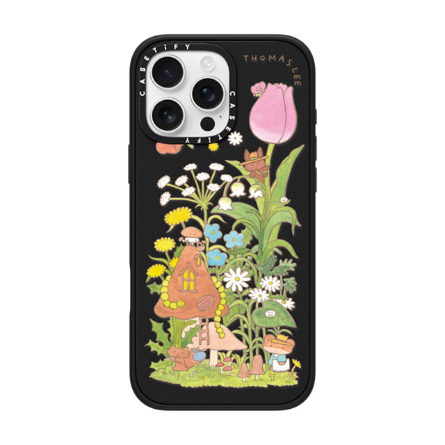 Thomas Lee x CASETiFY iPhone 16 Pro Max ケース マットブラック インパクトケース MagSafe対応 WELCOME MY MUSHROOM