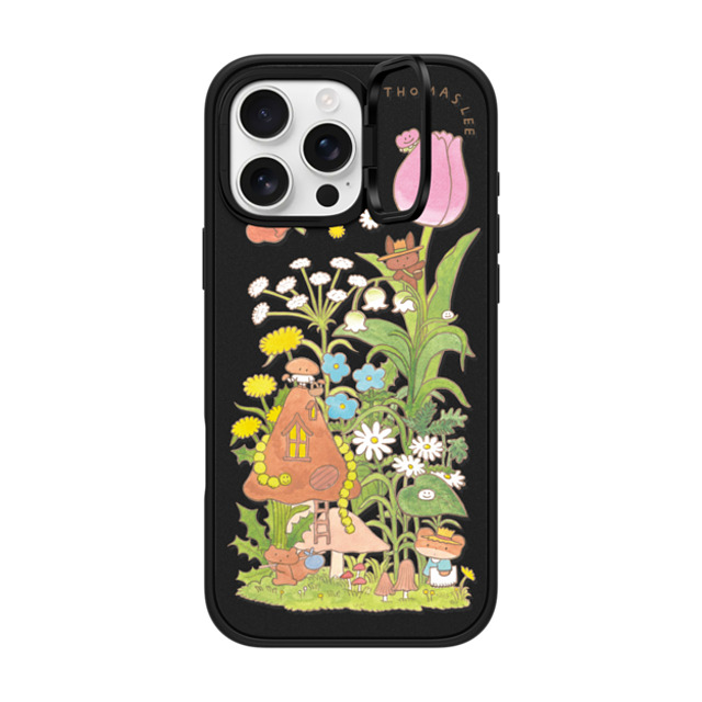 Thomas Lee x CASETiFY iPhone 16 Pro Max ケース マットブラック インパクトリングスタンドケース MagSafe対応 WELCOME MY MUSHROOM