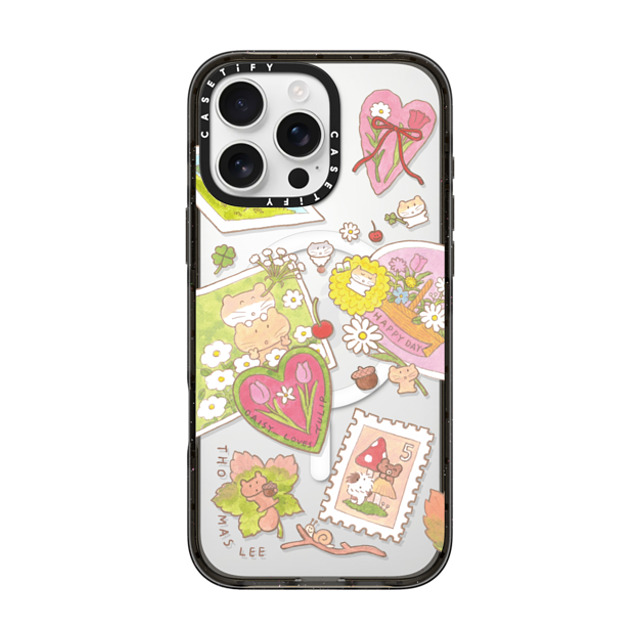 Thomas Lee x CASETiFY iPhone 16 Pro Max ケース ブラック インパクトケース MagSafe対応 DAISY LOVES TULIP