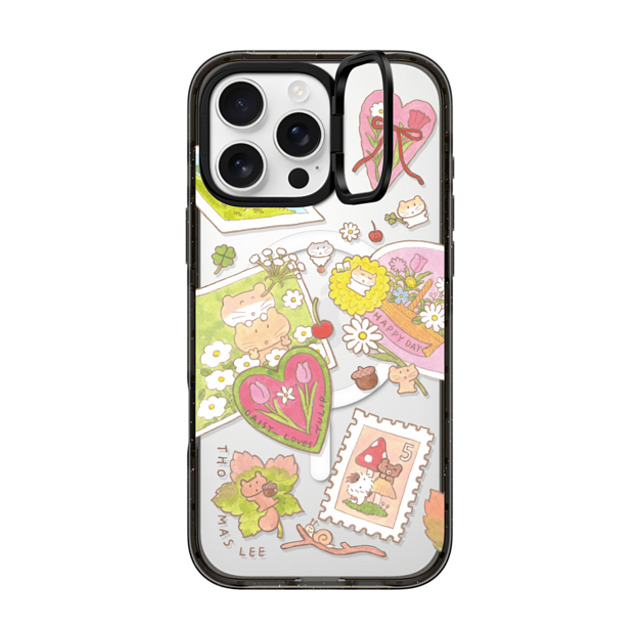 Thomas Lee x CASETiFY iPhone 16 Pro Max ケース ブラック インパクトリングスタンドケース MagSafe対応 DAISY LOVES TULIP