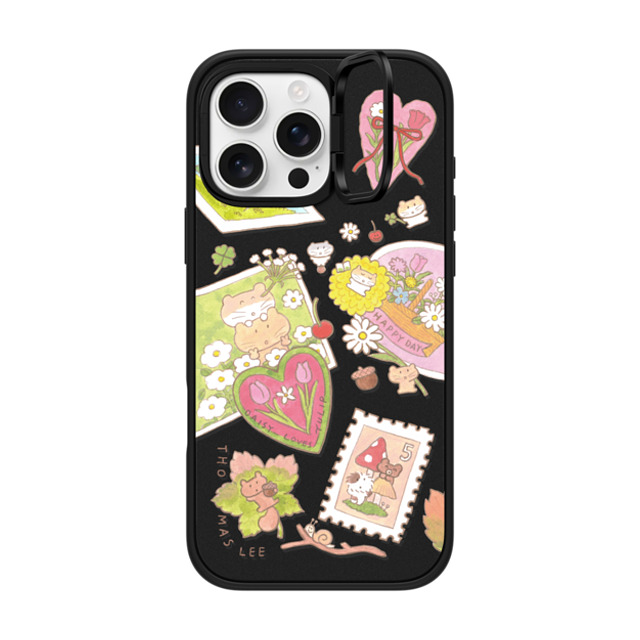 Thomas Lee x CASETiFY iPhone 16 Pro Max ケース マットブラック インパクトリングスタンドケース MagSafe対応 DAISY LOVES TULIP