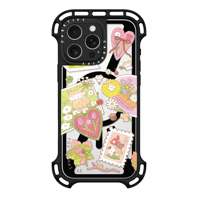 Thomas Lee x CASETiFY iPhone 16 Pro Max ケース ブラック ウルトラ バウンスケース MagSafe対応 DAISY LOVES TULIP