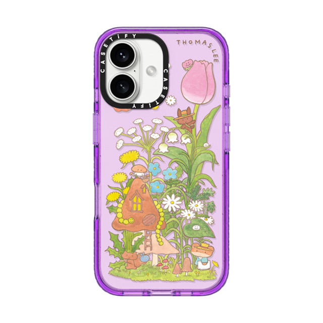 Thomas Lee x CASETiFY iPhone 16 ケース パープル インパクトケース WELCOME MY MUSHROOM
