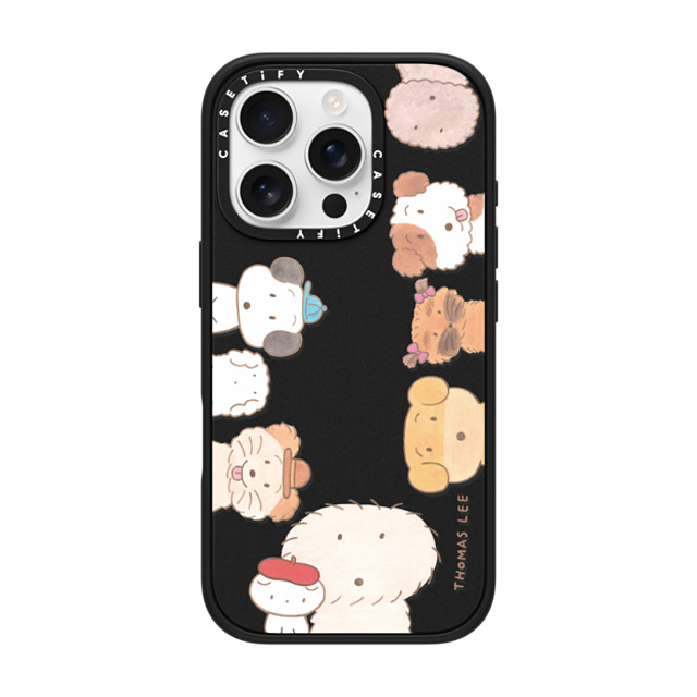 Thomas Lee x CASETiFY iPhone 16 Pro ケース マットブラック インパクトケース MagSafe対応 WAKE UP! PUPPIES