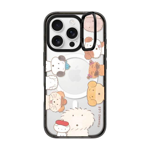 Thomas Lee x CASETiFY iPhone 16 Pro ケース ブラック インパクトリングスタンドケース MagSafe対応 WAKE UP! PUPPIES