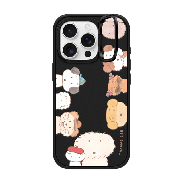 Thomas Lee x CASETiFY iPhone 16 Pro ケース マットブラック インパクトリングスタンドケース MagSafe対応 WAKE UP! PUPPIES