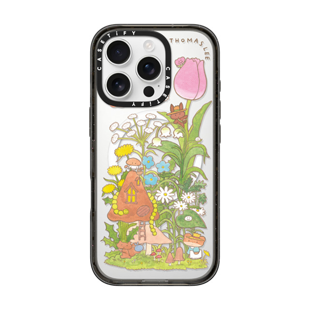 Thomas Lee x CASETiFY iPhone 16 Pro ケース ブラック インパクトケース MagSafe対応 WELCOME MY MUSHROOM