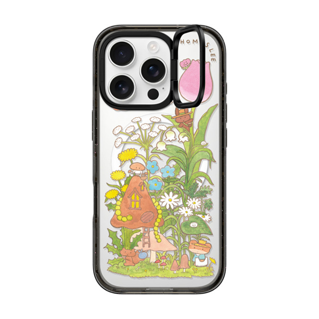 Thomas Lee x CASETiFY iPhone 16 Pro ケース ブラック インパクトリングスタンドケース MagSafe対応 WELCOME MY MUSHROOM