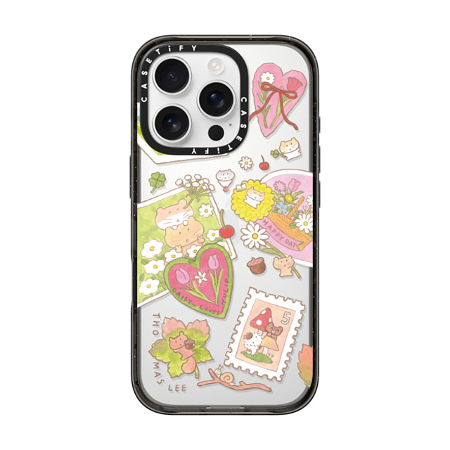 Thomas Lee x CASETiFY iPhone 16 Pro ケース ブラック インパクトケース DAISY LOVES TULIP