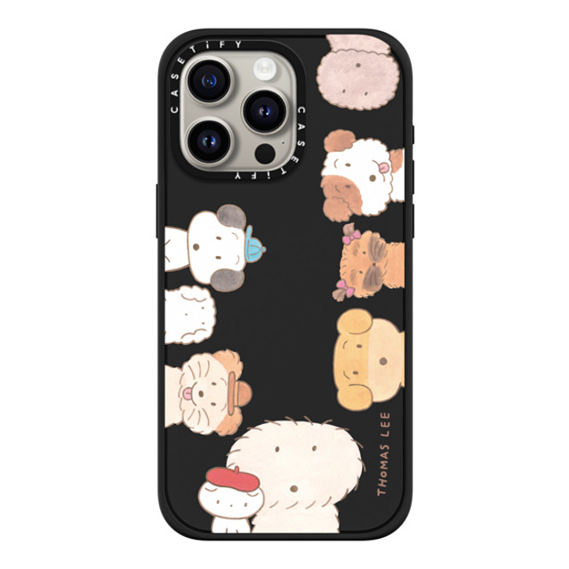 Thomas Lee x CASETiFY iPhone 15 Pro Max ケース マットブラック インパクトケース MagSafe対応 WAKE UP! PUPPIES