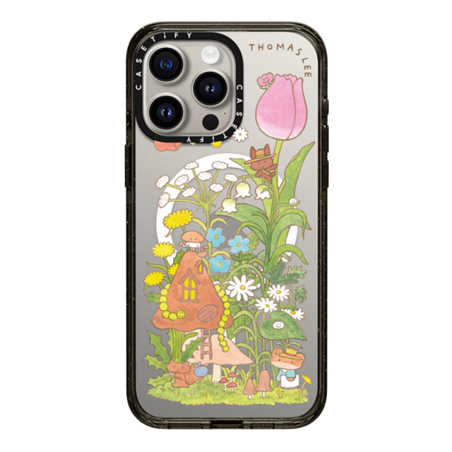 Thomas Lee x CASETiFY iPhone 15 Pro Max ケース ブラック インパクトケース MagSafe対応 WELCOME MY MUSHROOM