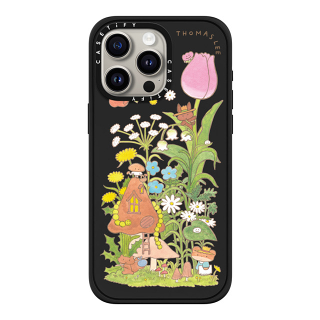 Thomas Lee x CASETiFY iPhone 15 Pro Max ケース マットブラック インパクトケース MagSafe対応 WELCOME MY MUSHROOM