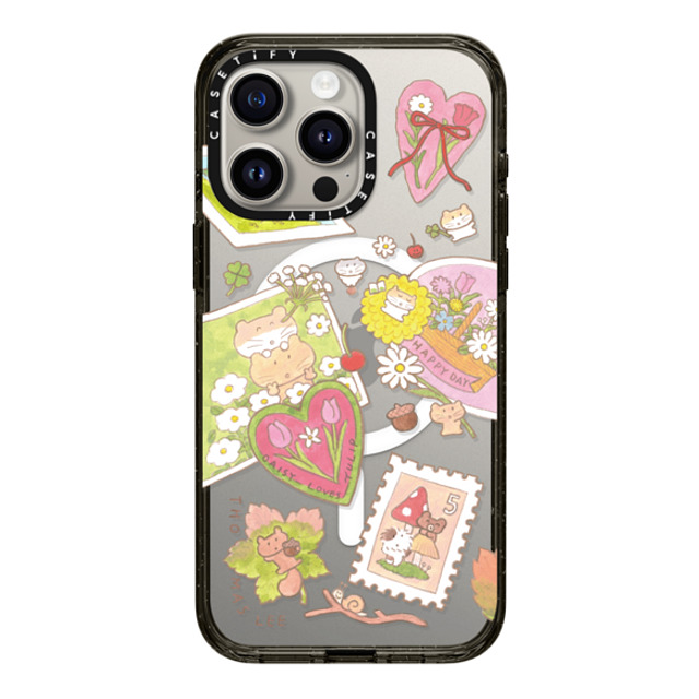 Thomas Lee x CASETiFY iPhone 15 Pro Max ケース ブラック インパクトケース MagSafe対応 DAISY LOVES TULIP