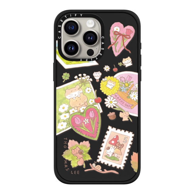 Thomas Lee x CASETiFY iPhone 15 Pro Max ケース マットブラック インパクトケース MagSafe対応 DAISY LOVES TULIP