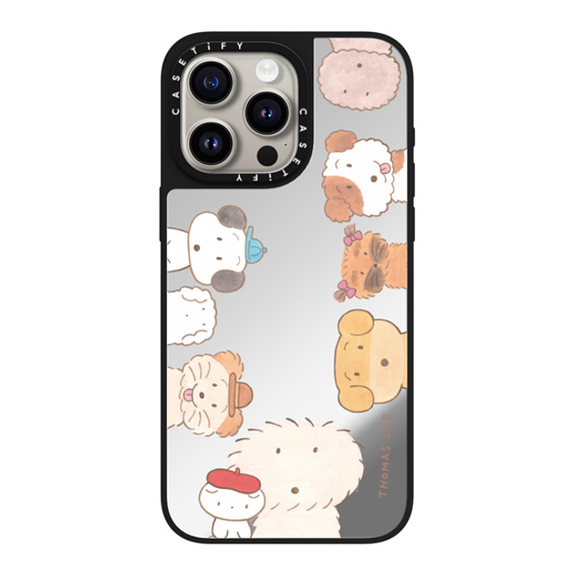 Thomas Lee x CASETiFY iPhone 15 Pro Max ケース Silver on Black ミラーケース MagSafe対応 WAKE UP! PUPPIES